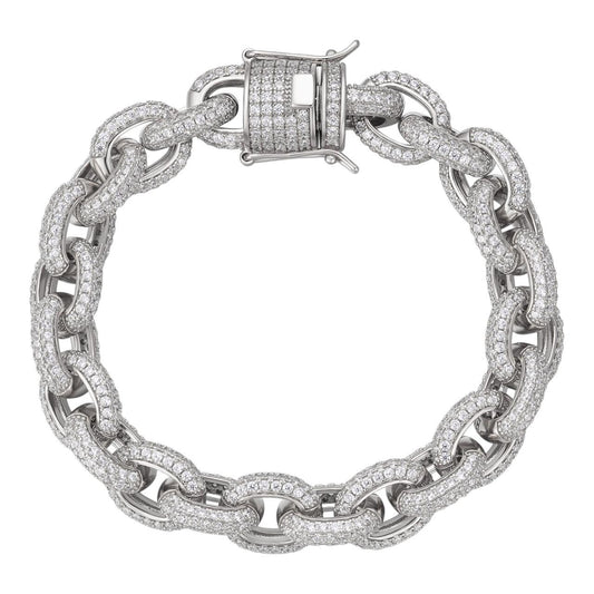 MOISSANITE Rolo Hermes Link Bracelet Iced Out - 925 Silver - 12.5mm